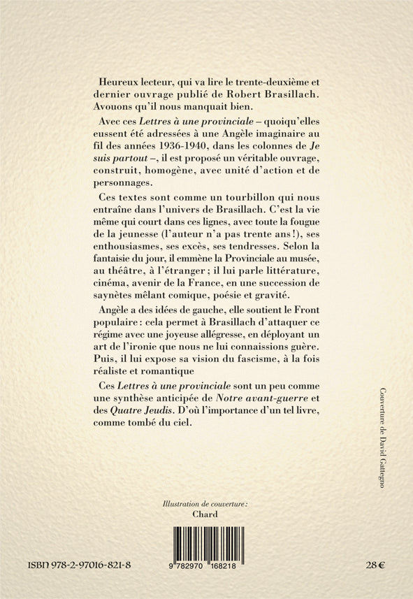 Lettres à une provinciale - Robert Brasillach