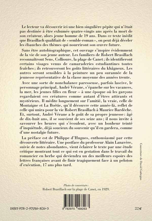 Les Vacances - Roman inédit de Robert Brasillach